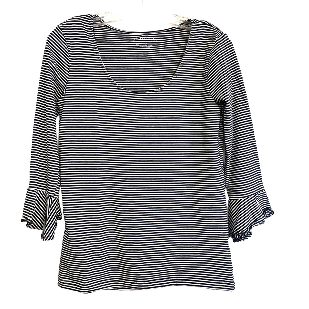 Philosophy Republic Clothing Womens Top Black & White Striped Size Small